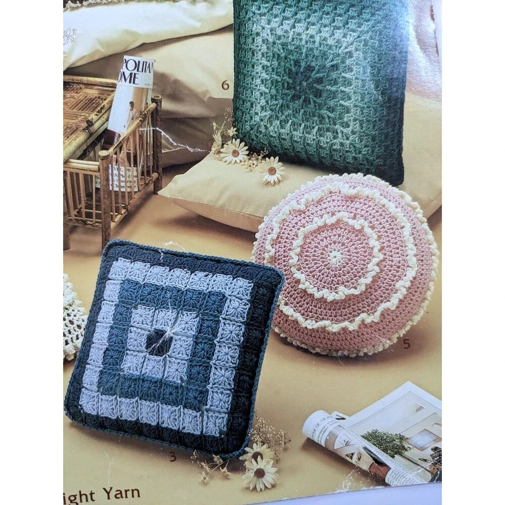 Vintage Leisure Arts Crocheted Pillows‎ Crochet Patterns Leaflet #282 6 Designs